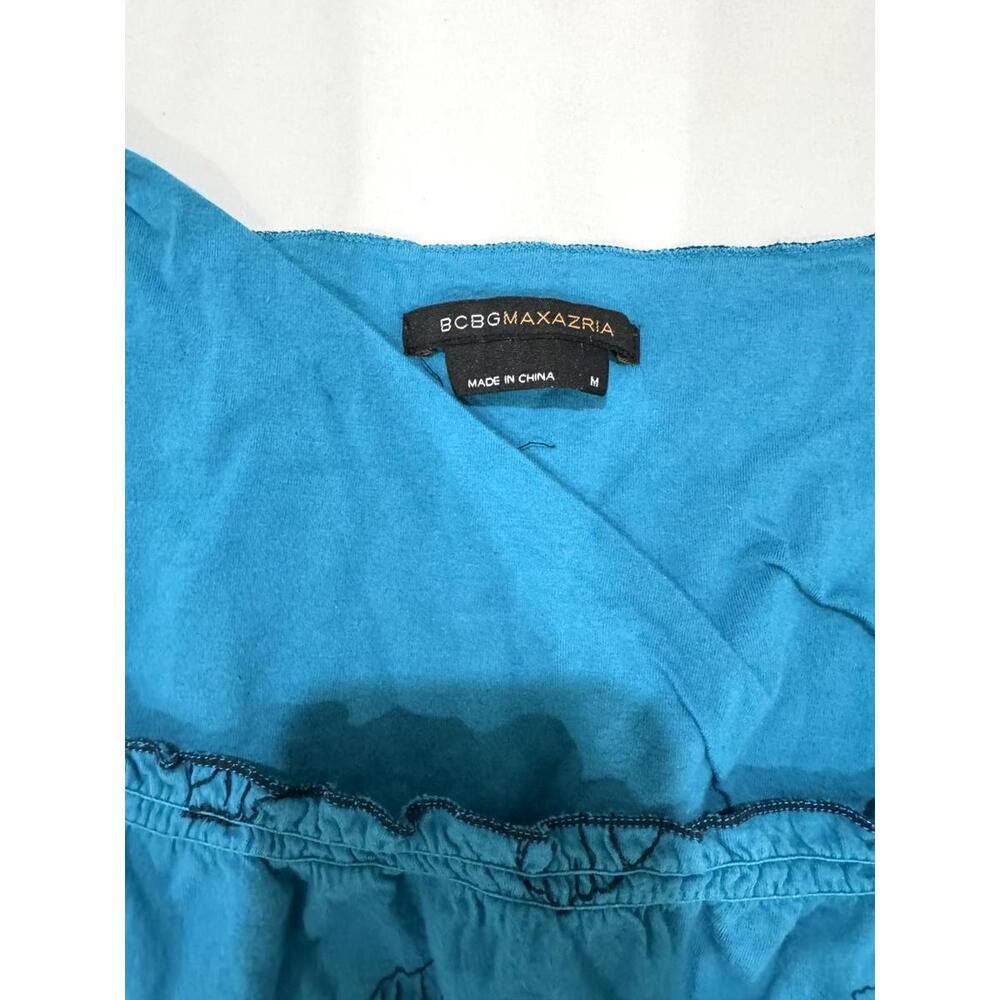 BCBGMaxazria BCBG Y2K Vintage Style Teal and Black Floral Tank Top- Size Medium - Picture 4 of 7